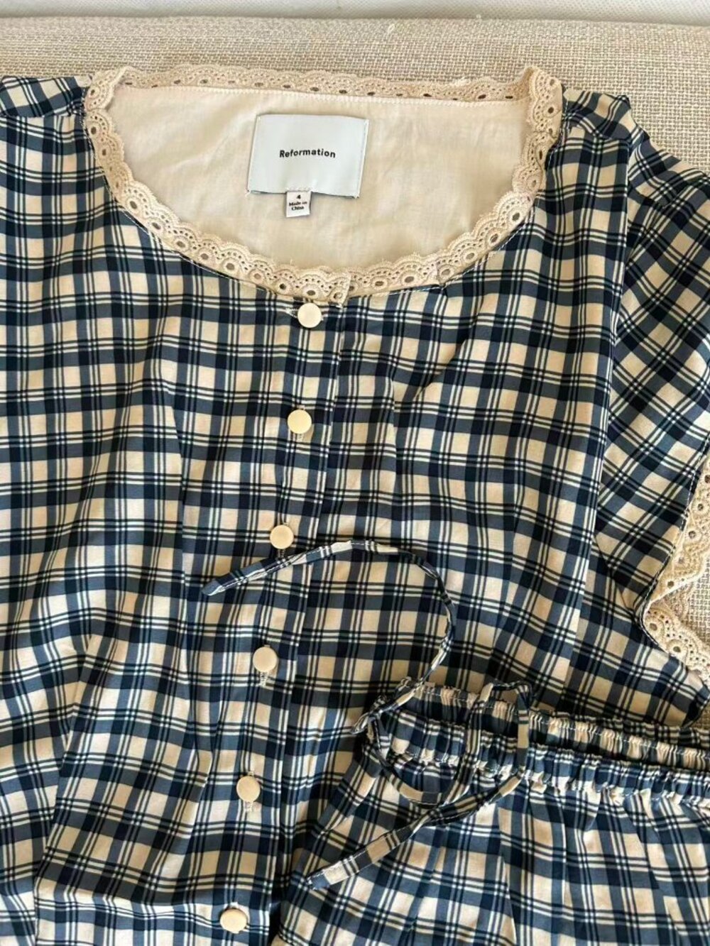 Reformation Valetta Two Piece Sz4 Beacon Check French Matching Set - Picture 6 of 12